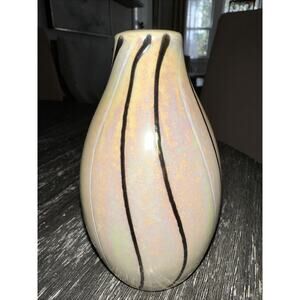 Vintage Iridescent Tan Hand Painted 5 Inch Miniature Vase